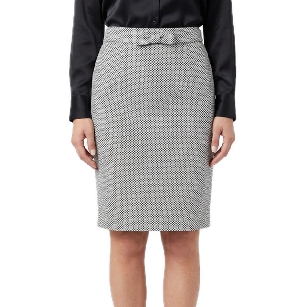 Max Mara Weekend Black White Printed Bow Belt Knee Length Pencil Skirt size 4